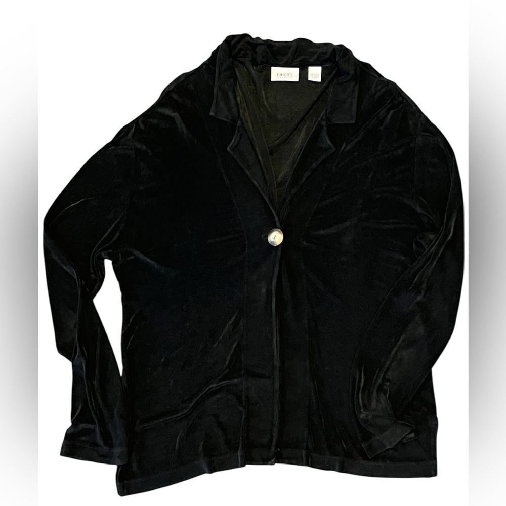 Chico's Travelers black slinky knit one-button V neck cardigan Size 1/M